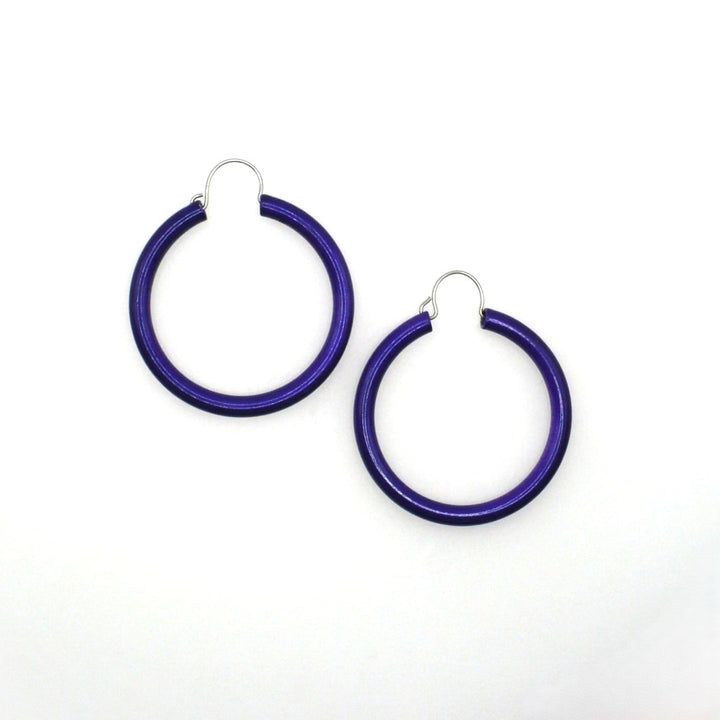 1980s Vintage Royal Purple Pop Art Hoop Earrings (1 5/8-inch)