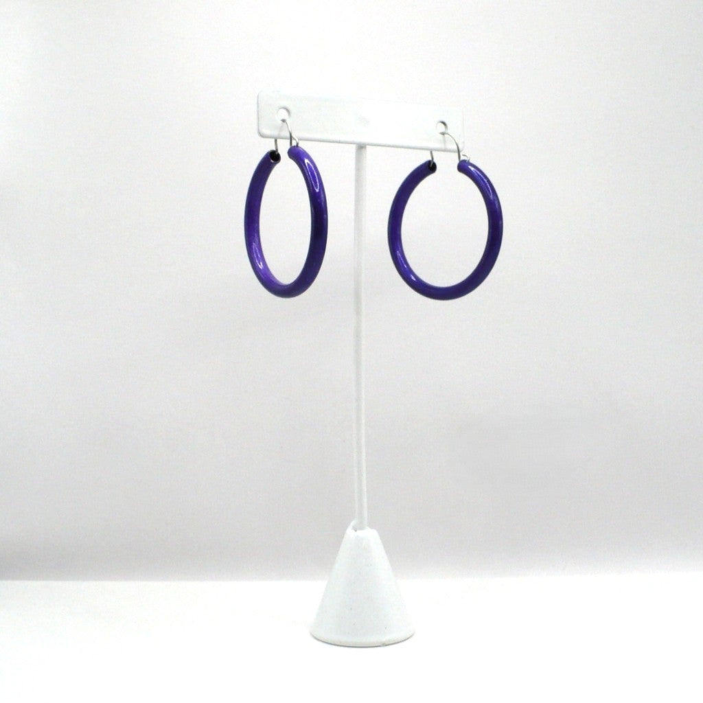 1980s Vintage Royal Purple Pop Art Hoop Earrings (1 5/8-inch)