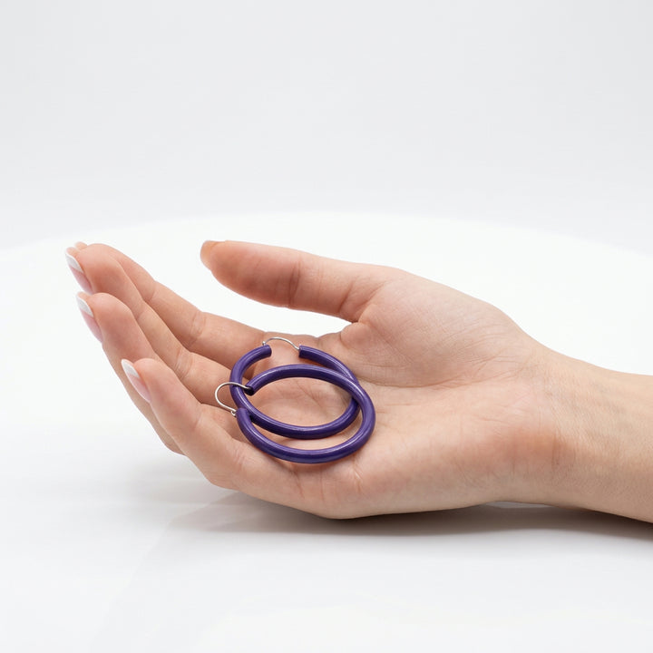 1980s Vintage Royal Purple Pop Art Hoop Earrings (1 5/8-inch)