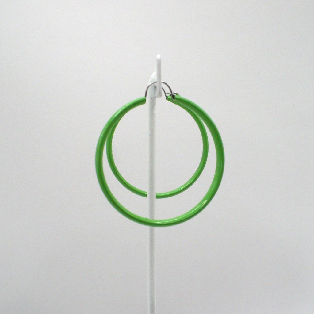 1980s Vintage Lime Green Memphis Style Dopamine Dressing Hoop Earrings (1 1/2-inch)