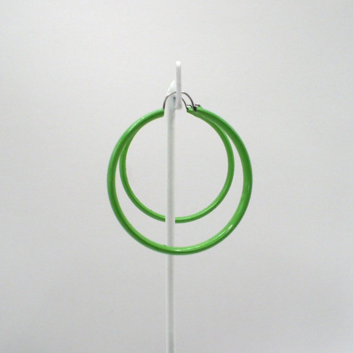 1980s Vintage Lime Green Memphis Style Dopamine Dressing Hoop Earrings (1 1/2-inch)