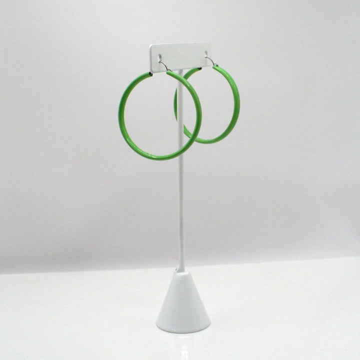 1980s Vintage Lime Green Memphis Style Dopamine Dressing Hoop Earrings (1 1/2-inch)