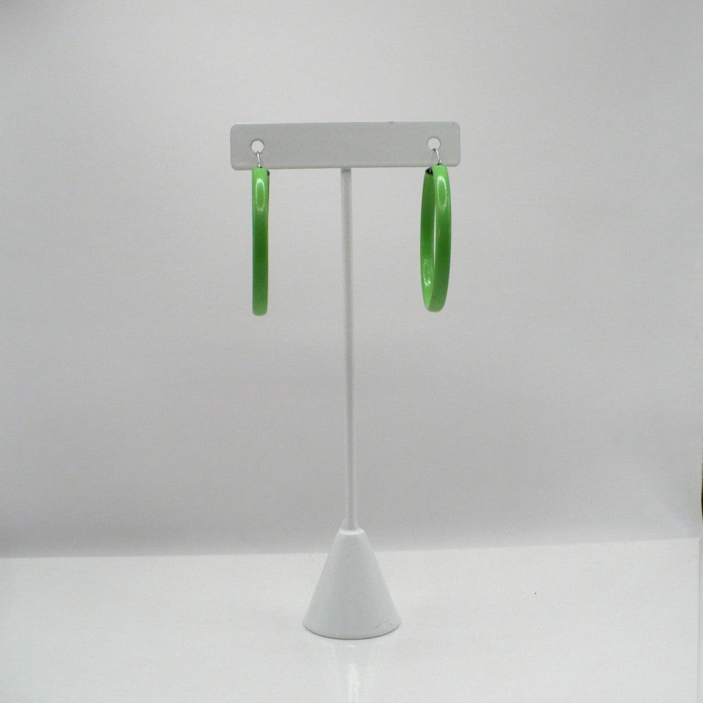1980s Vintage Lime Green Memphis Style Dopamine Dressing Hoop Earrings (1 1/2-inch)