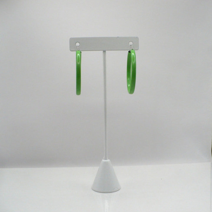 1980s Vintage Lime Green Memphis Style Dopamine Dressing Hoop Earrings (1 1/2-inch)