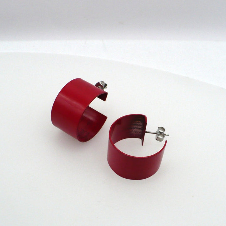 1980s Vintage Lipstick Red Memphis Style C-Hoop Earrings