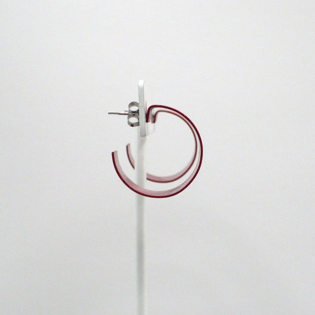1980s Vintage Lipstick Red Memphis Style C-Hoop Earrings