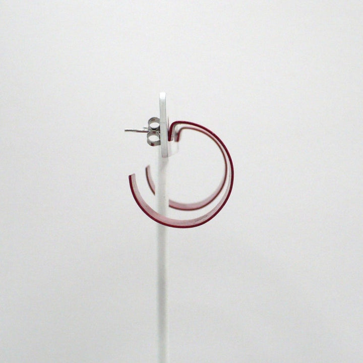 1980s Vintage Lipstick Red Memphis Style C-Hoop Earrings