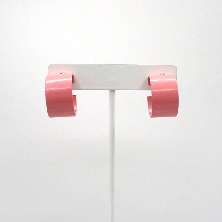 1980s Vintage Mauve Memphis Style C-Hoop Earrings