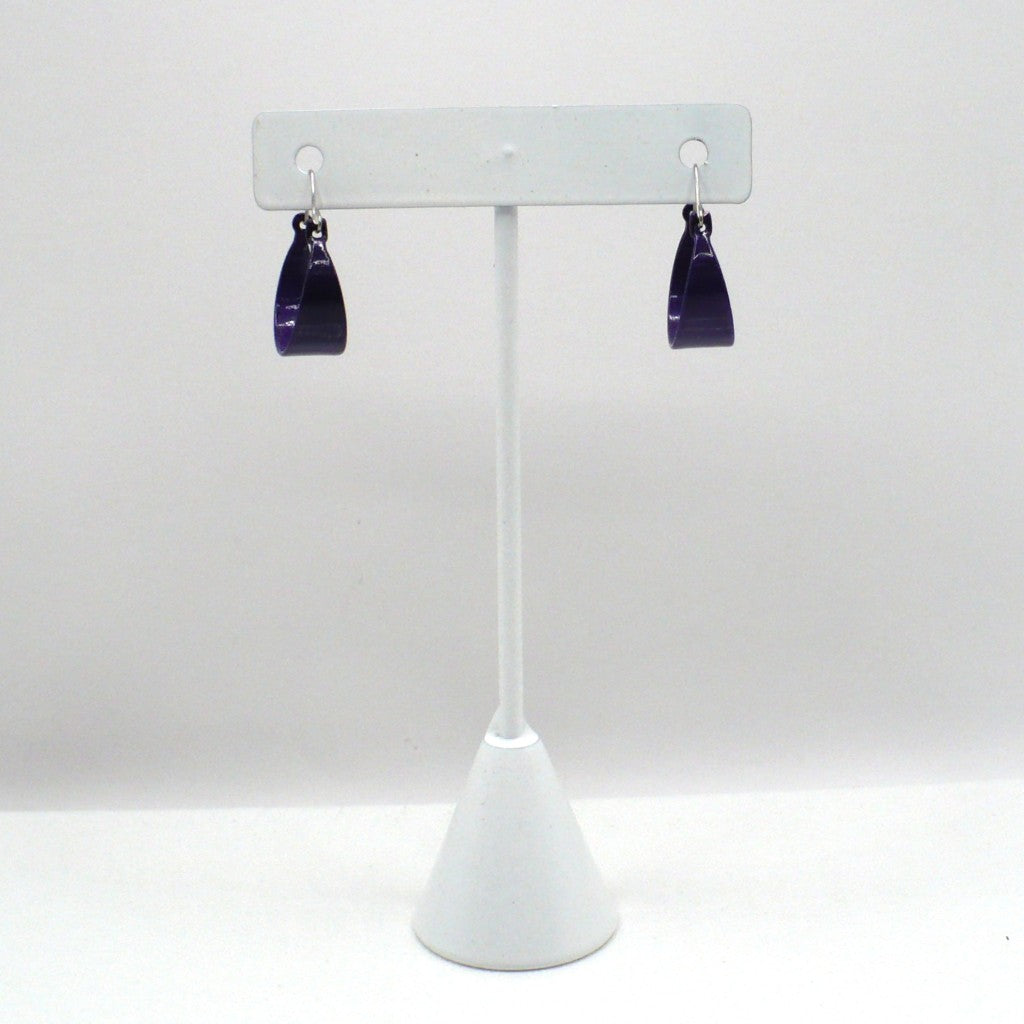 1980s Vintage Purple Aubergine Tapered Enamel Hoop Earrings (11/16-inch)