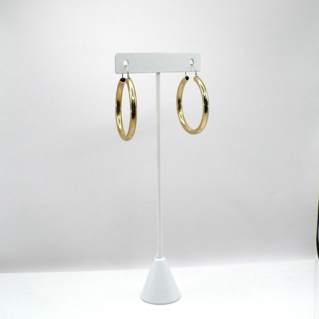 1980s Vintage Metallic Gold-tone Tubular Hoop Fashion Earrings (1 1/2-inch)