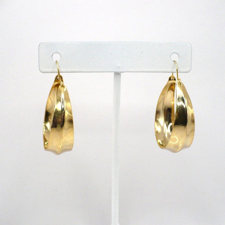 1980s Vintage Metallic Gold-tone Hoop Basket Earrings (1 1/4-inch)