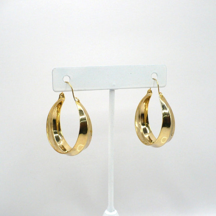 1980s Vintage Metallic Gold-tone Hoop Basket Earrings (1 1/4-inch)