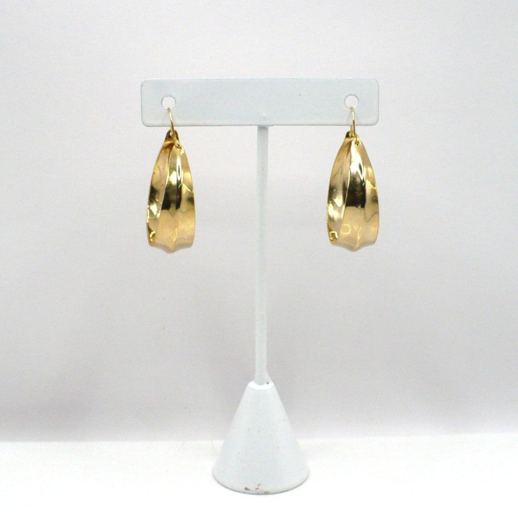 1980s Vintage Metallic Gold-tone Hoop Basket Earrings (1 1/4-inch)