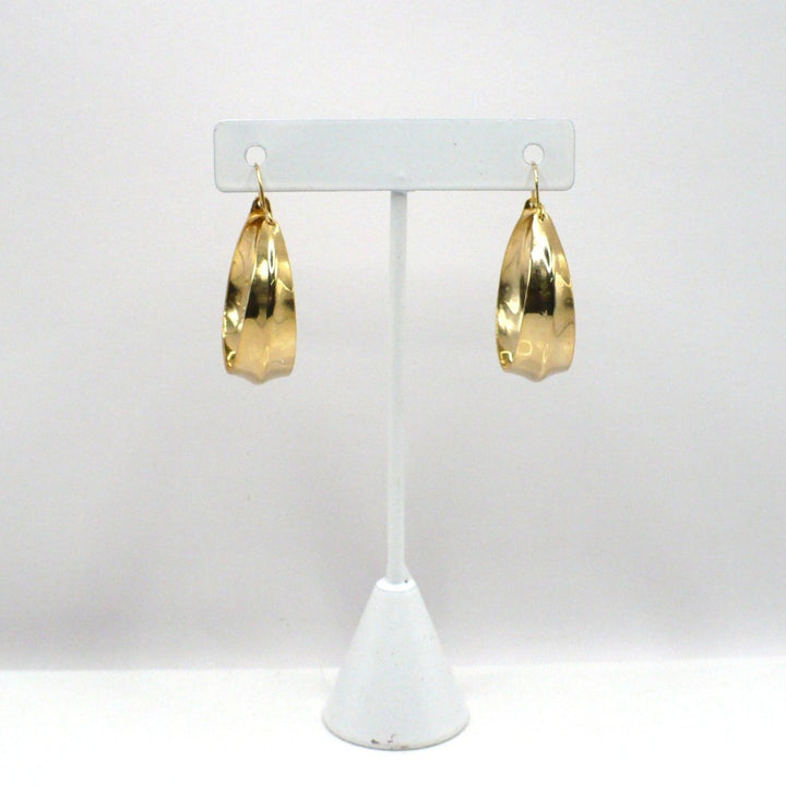 1980s Vintage Metallic Gold-tone Hoop Basket Earrings (1 1/4-inch)