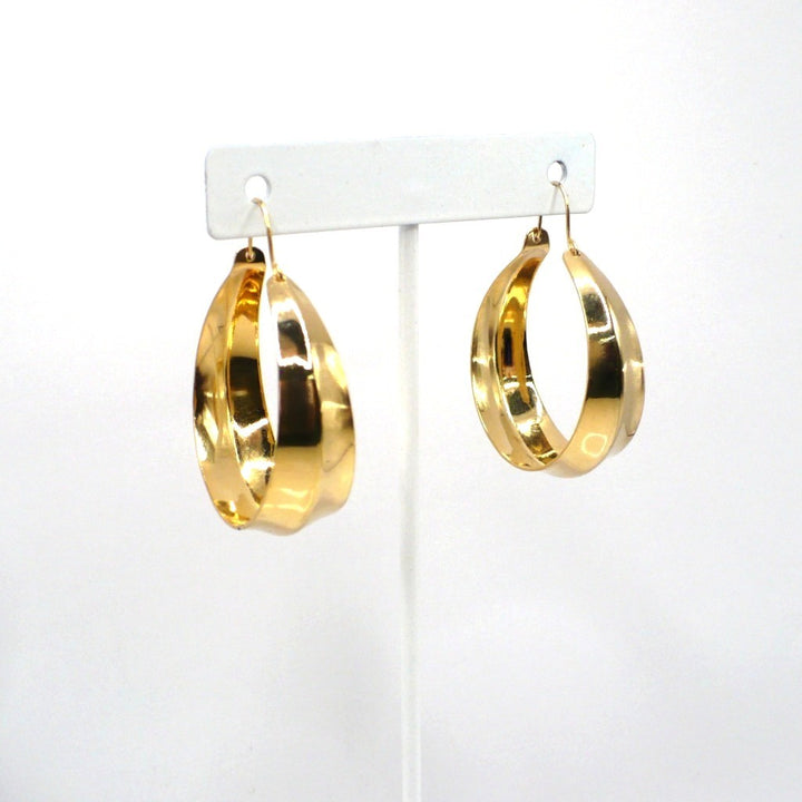 1980s Vintage Metallic Gold-tone Hoop Basket Earrings (1 1/2-inch)