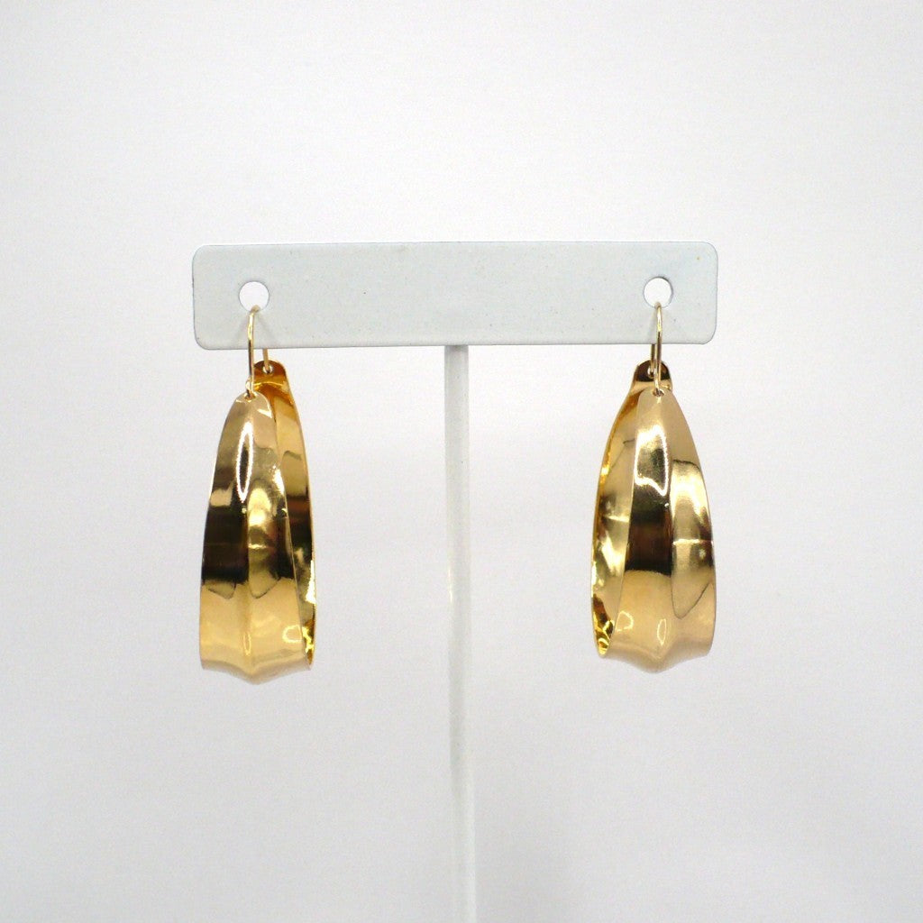 1980s Vintage Metallic Gold-tone Hoop Basket Earrings (1 1/2-inch)
