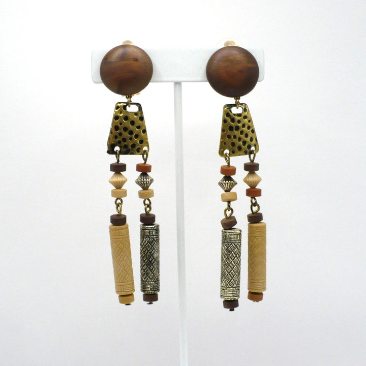 1980s Vintage Haute Hippie Bohemian Dangling Clip-On Earrings