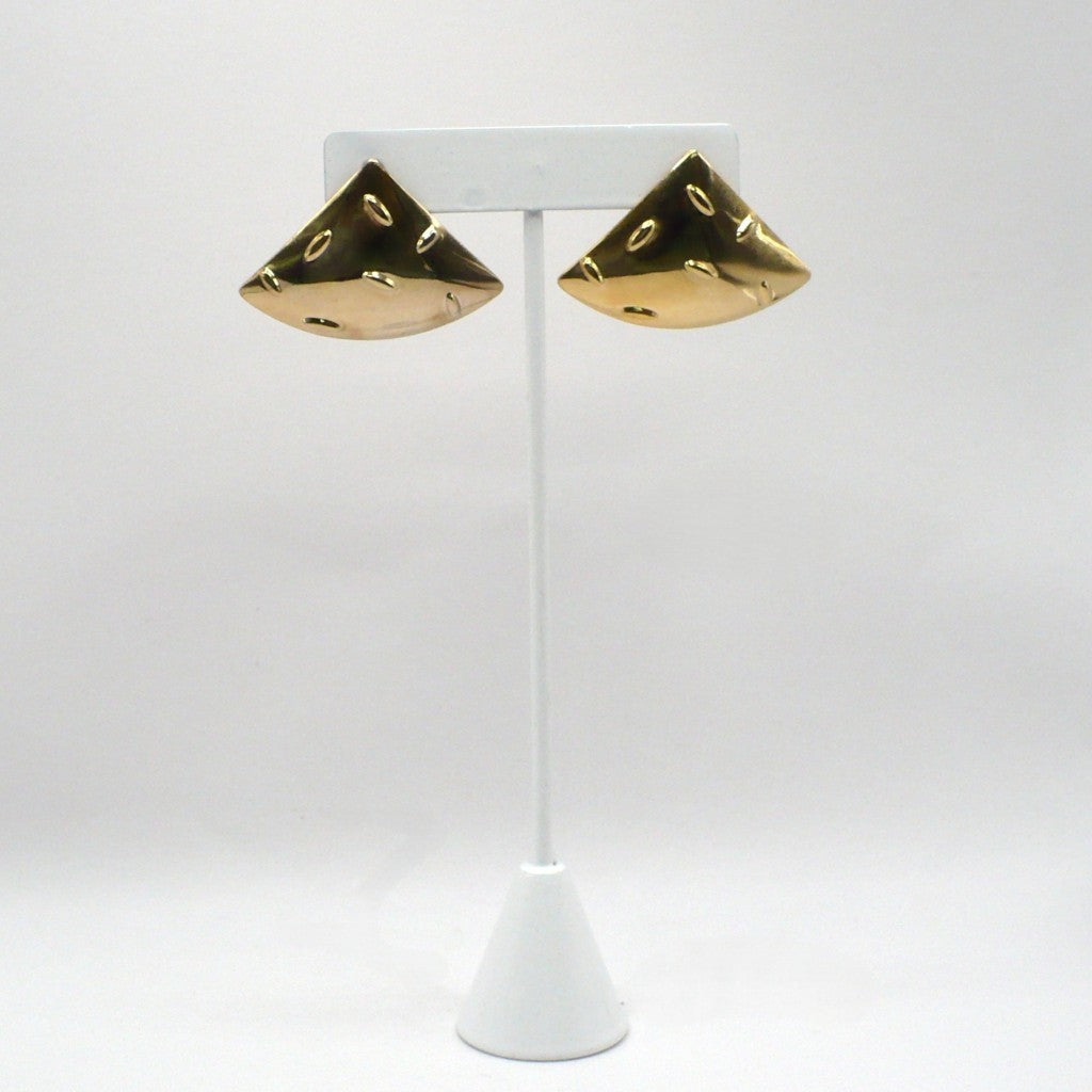 1980s Vintage More-Is-More Metallic Gold-tone Pierced Fashion Earrings