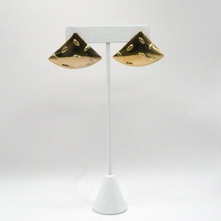 1980s Vintage More-Is-More Metallic Gold-tone Pierced Fashion Earrings