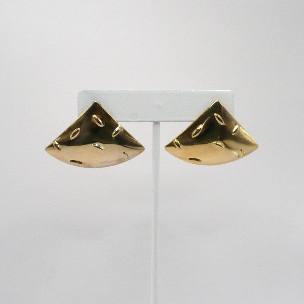 1980s Vintage More-Is-More Metallic Gold-tone Pierced Fashion Earrings