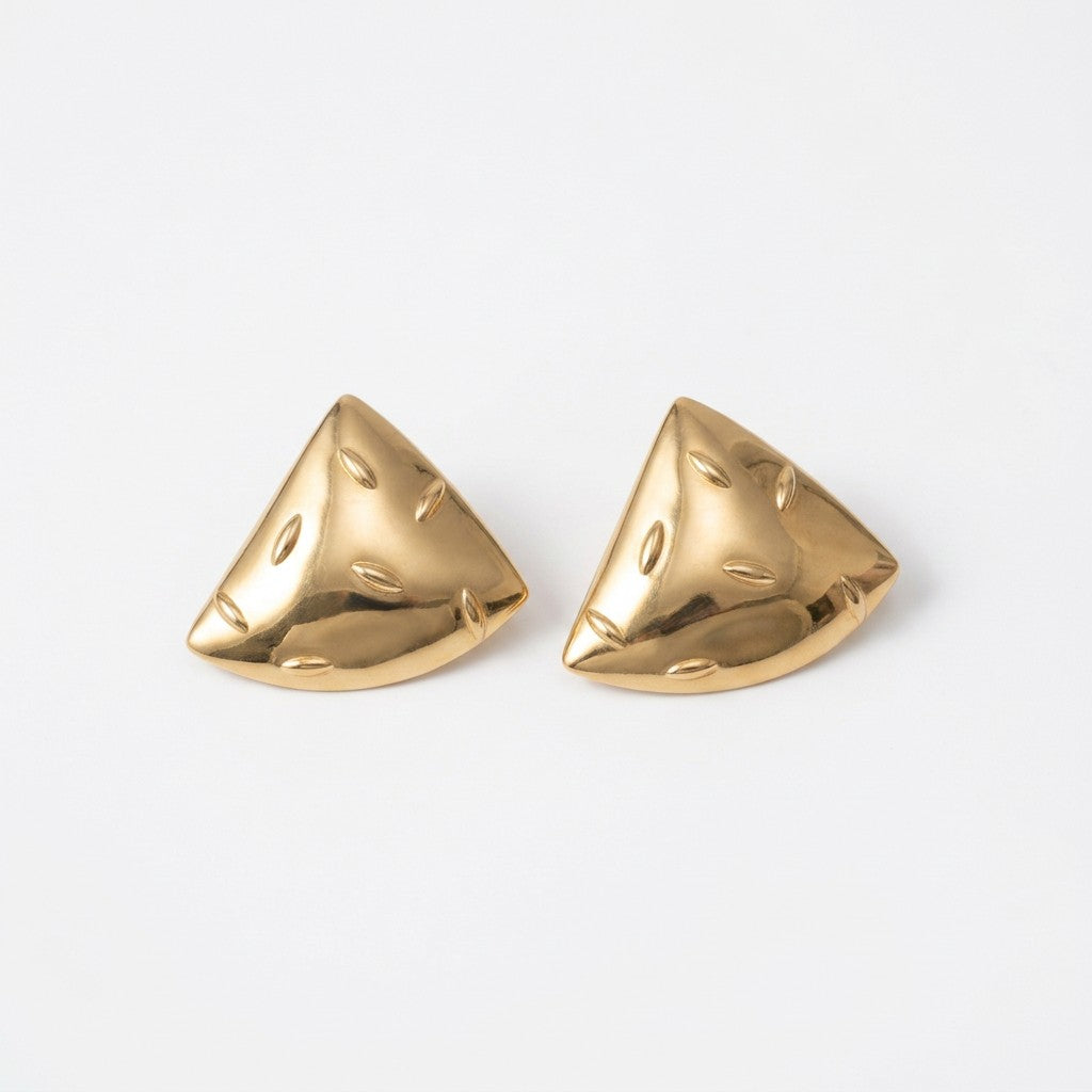 1980s Vintage More-Is-More Metallic Gold-tone Pierced Fashion Earrings