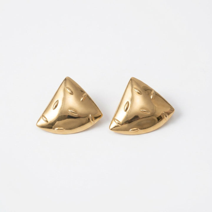 1980s Vintage More-Is-More Metallic Gold-tone Pierced Fashion Earrings