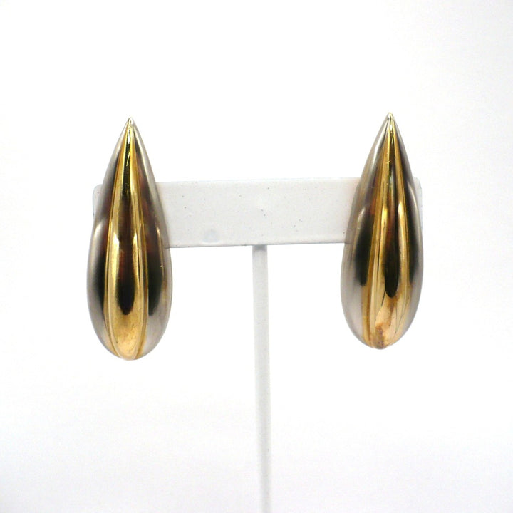 1980s Vintage Maximalist Two-Tone Metallic Fashion Earrings
