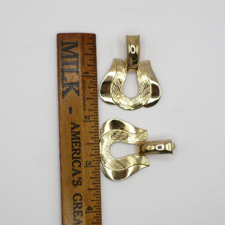 1980s Vintage Dramatic Door Knocker Gold-Tone Fashion Earrings