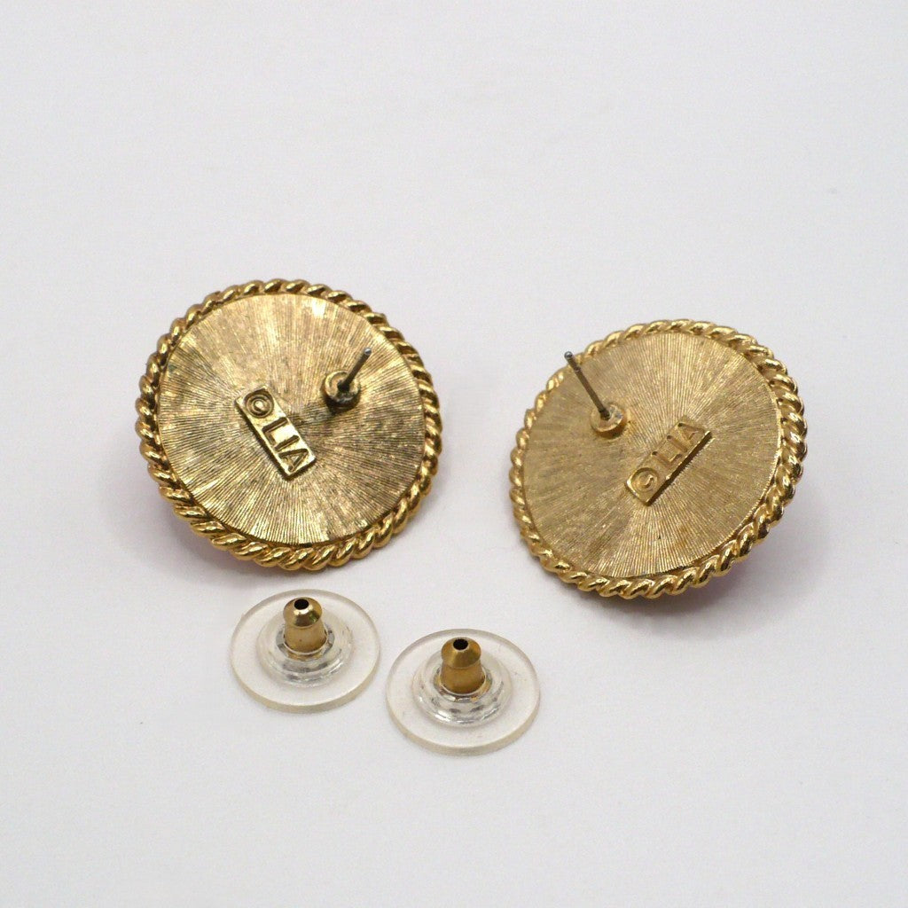 1980s Vintage Country Club Coquette Gold-Tone Pink-n-Pearl Fashion Earrings