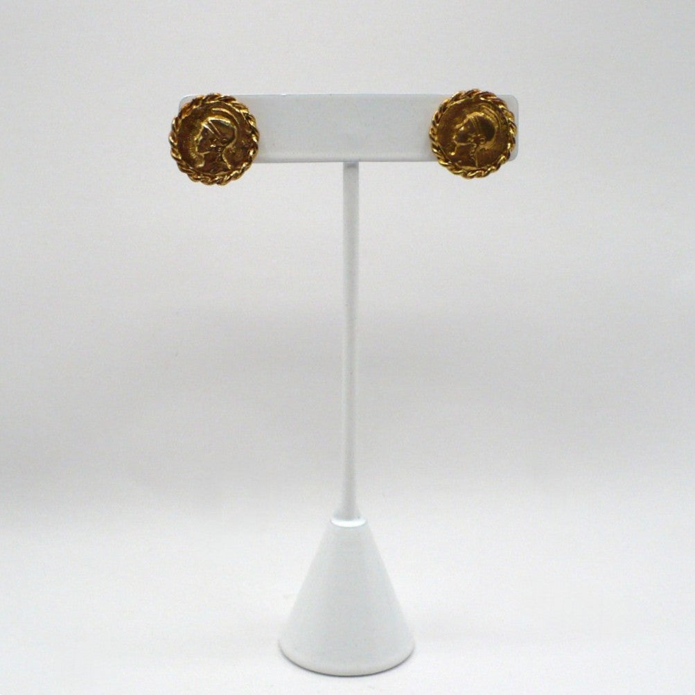 1980s Vintage Etruscan Revival Coin Fashion Earrings