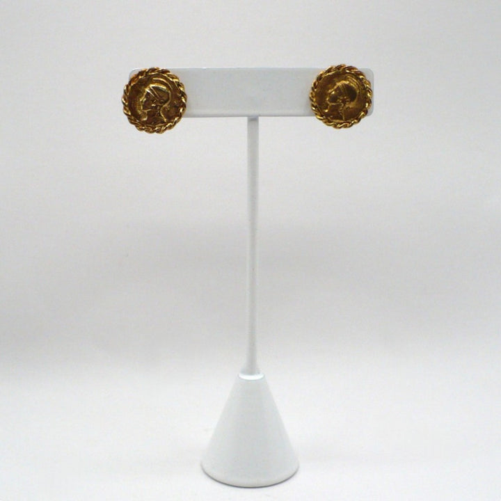 1980s Vintage Etruscan Revival Coin Fashion Earrings