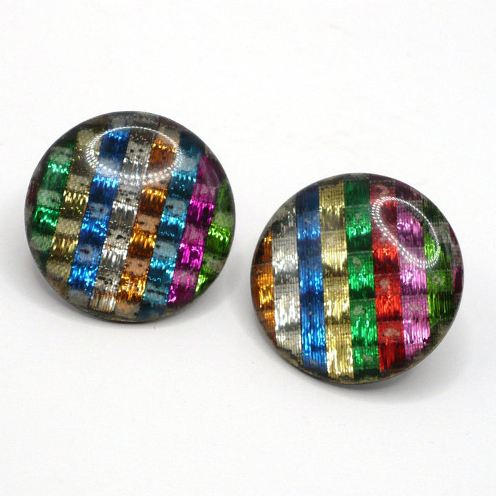 1980s Vintage New Wave Pop-Punk Metallic Rainbow Earrings