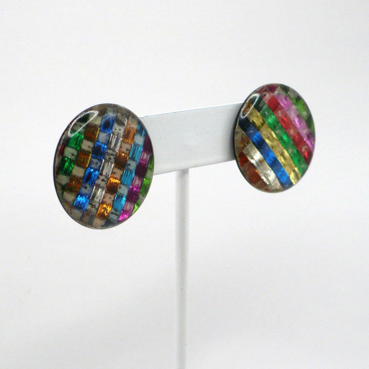 1980s Vintage New Wave Pop-Punk Metallic Rainbow Earrings