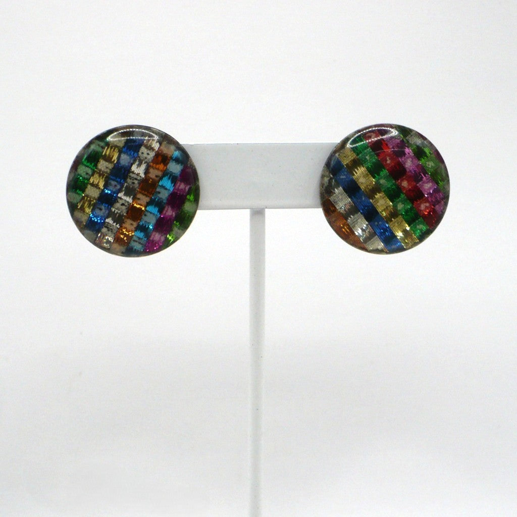 1980s Vintage New Wave Pop-Punk Metallic Rainbow Earrings