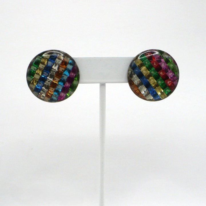 1980s Vintage New Wave Pop-Punk Metallic Rainbow Earrings