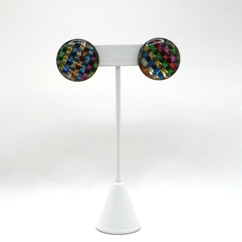 1980s Vintage New Wave Pop-Punk Metallic Rainbow Earrings