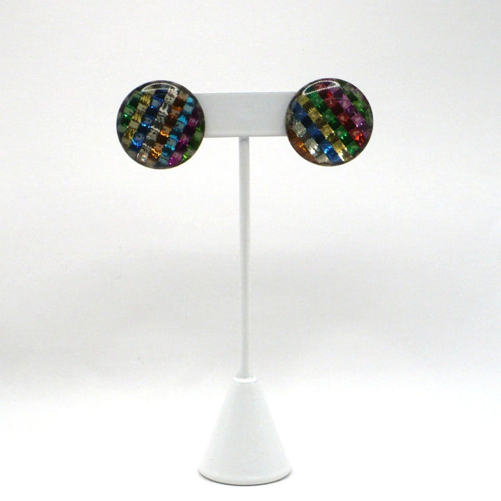 1980s Vintage New Wave Pop-Punk Metallic Rainbow Earrings