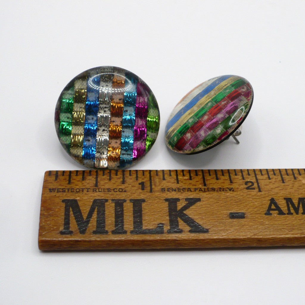 1980s Vintage New Wave Pop-Punk Metallic Rainbow Earrings