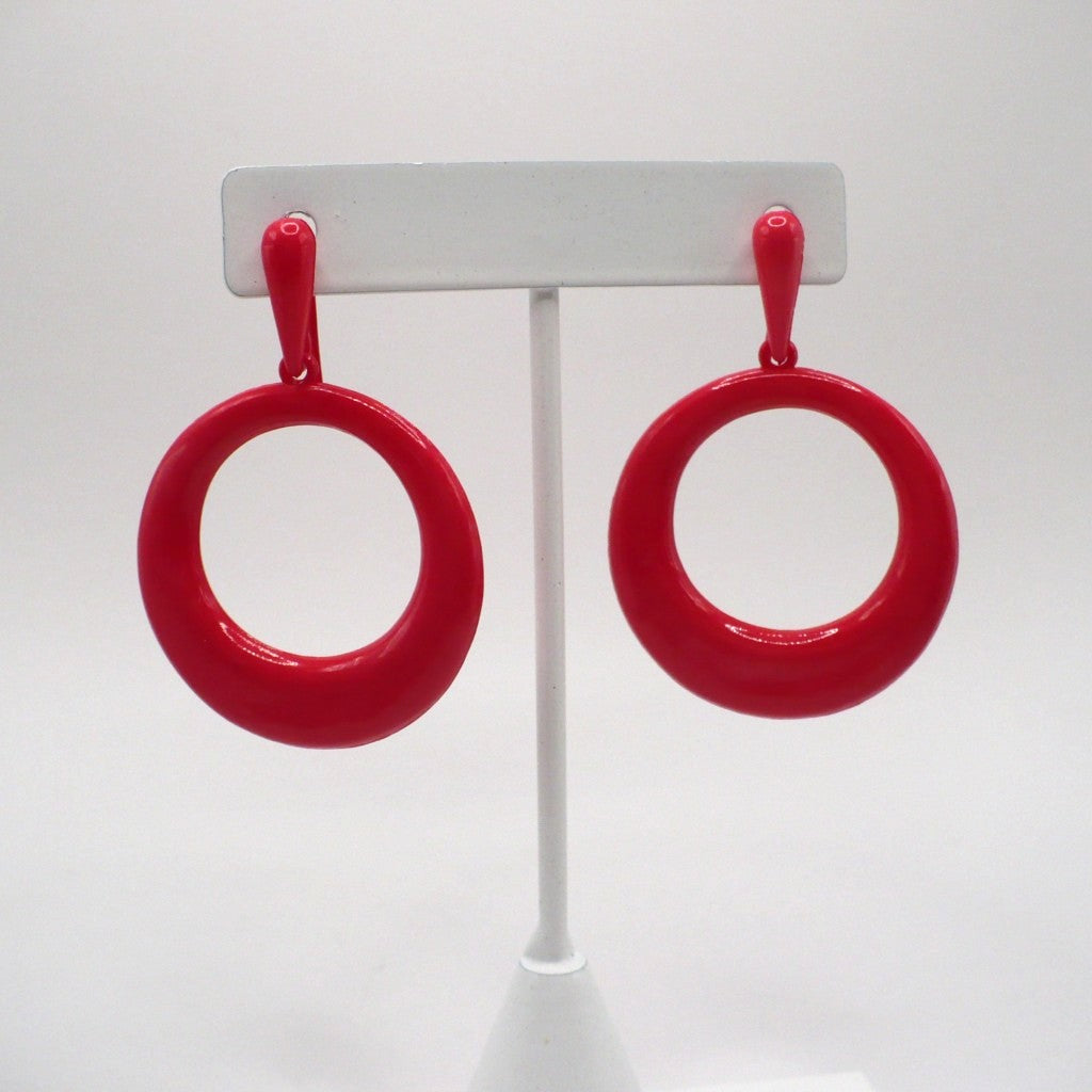 1980s Vintage Mod Revival Watremelon Pink Nylon Drop Earrings