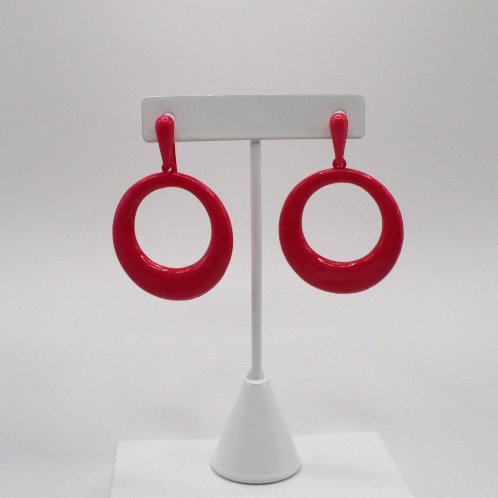 1980s Vintage Mod Revival Watremelon Pink Nylon Drop Earrings