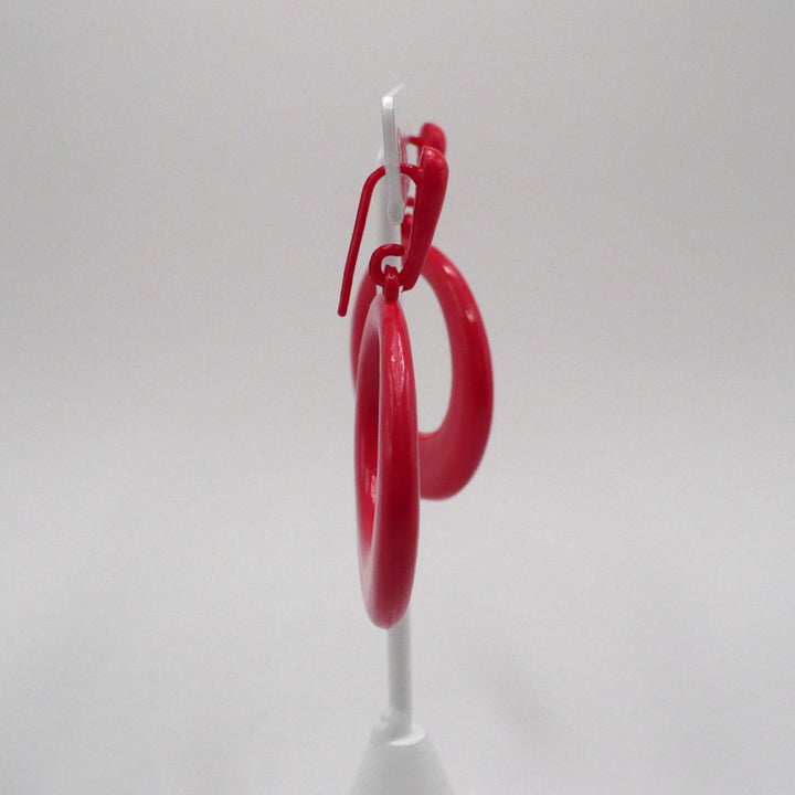 1980s Vintage Mod Revival Watremelon Pink Nylon Drop Earrings