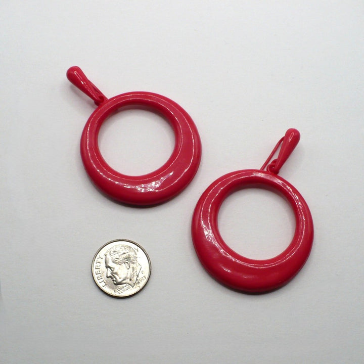 1980s Vintage Mod Revival Watremelon Pink Nylon Drop Earrings
