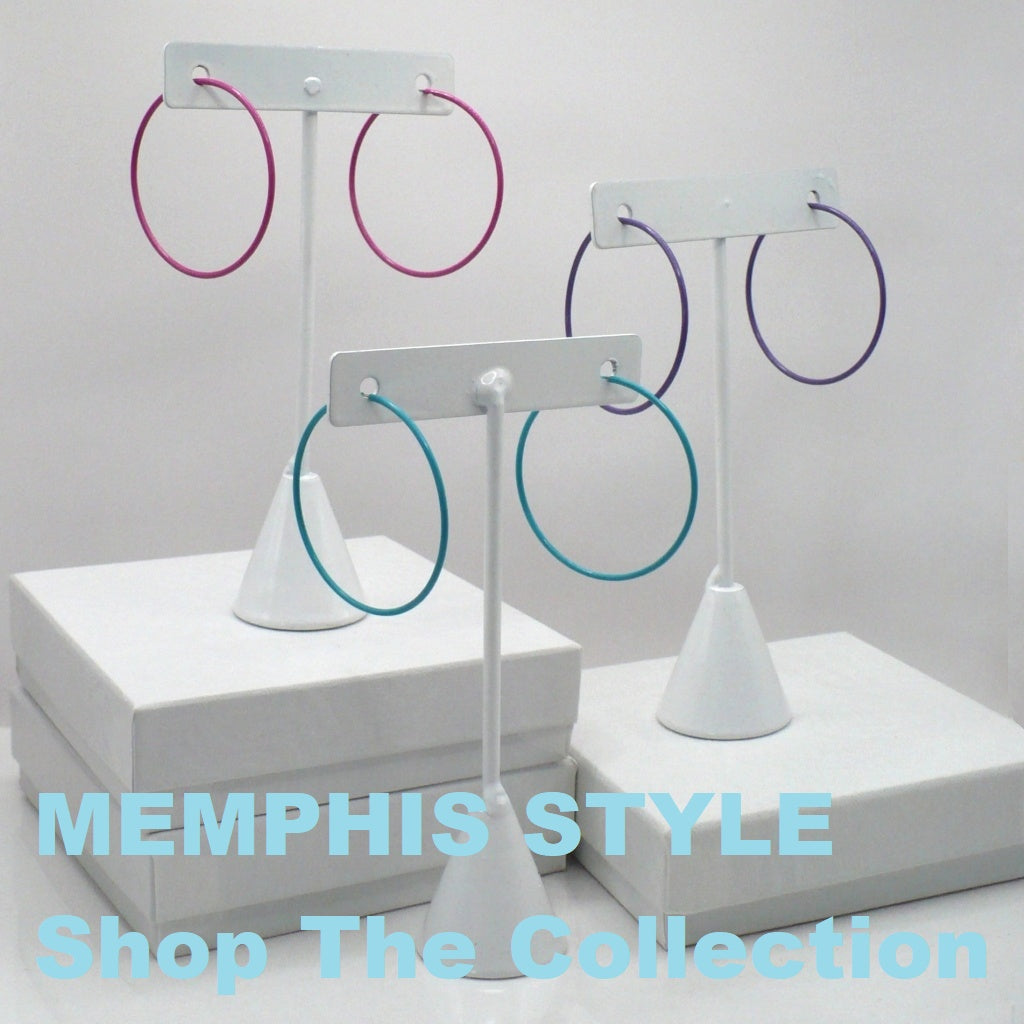 1980s Vintage Pink Pop Art Memphis Style Hoop Earrings (1 1/2 inch)