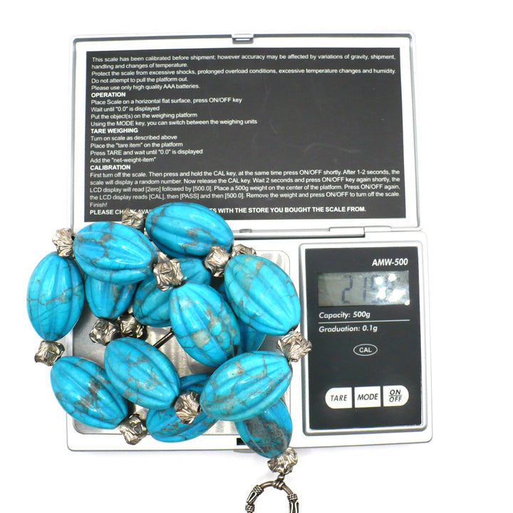 1970s Vintage Chunky Blue Howlite and Silver Beaded Necklace
