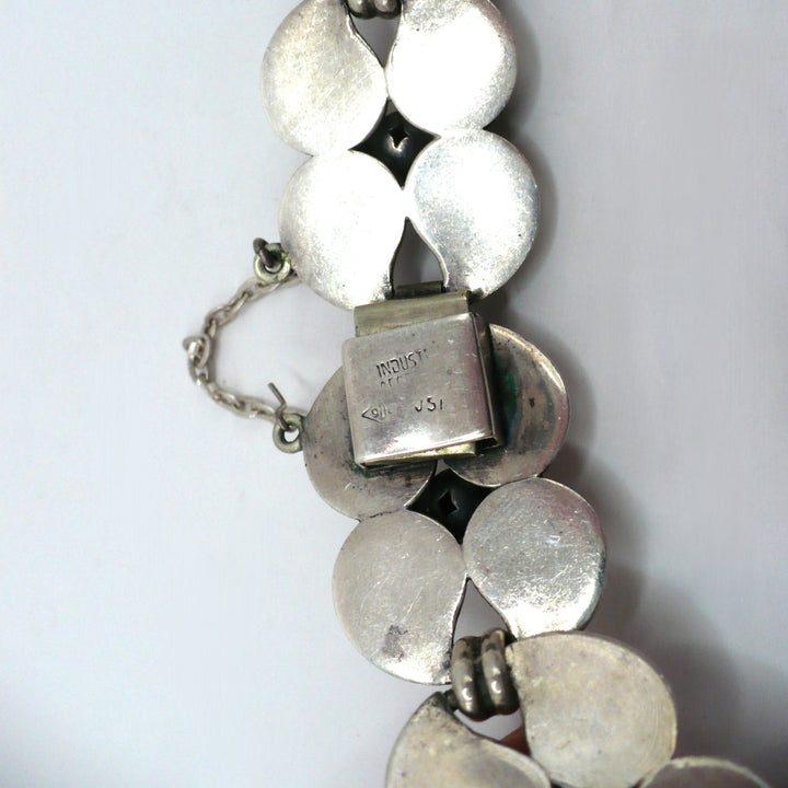 1950s Silver Modernist Industria Argentina Choker Necklace showing USI, Industria and 900 silver hallmar .USI.