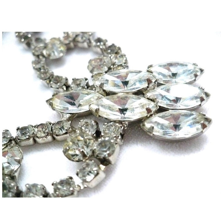 1950s Vintage Rhinestone Burlesque Bib Necklace close-up view 4.