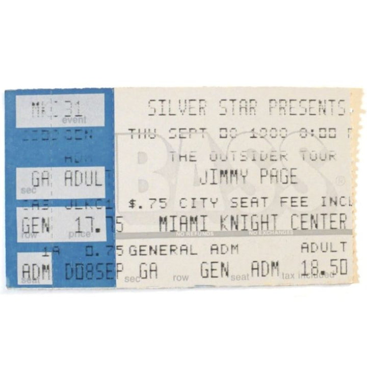 Jimmy Page Outsider Tour Ticket 1988