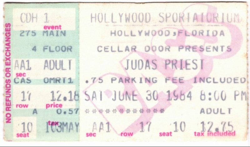 Judas Priest Metal Conqueror 1984 Ticket Stub, front.