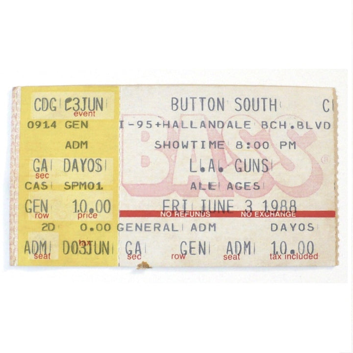 L.A. Guns Tour Ticket 1988