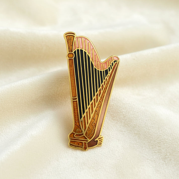 1980 Flair Enameled Harp Lapel Pin by Albert Eloviz.